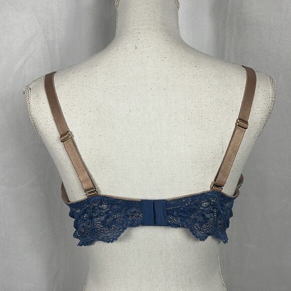 Thirdlove Lace Balconette Bra in Blue. - Picture 6 of 8